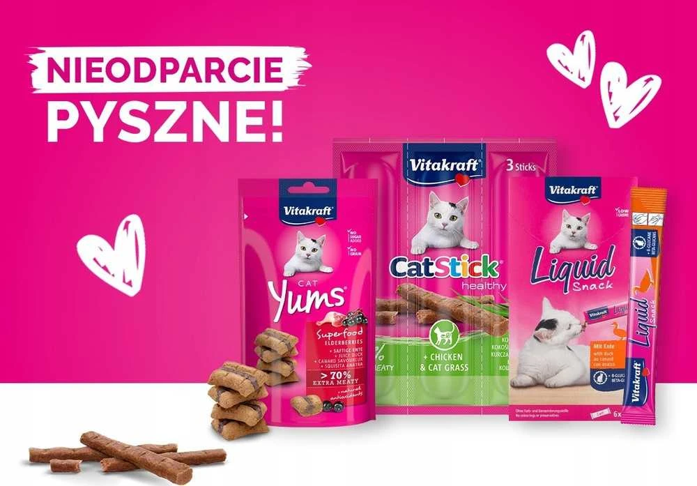 VITAKRAFT Skystis kačių užkandis su jautiena ir vištiena - skanėstai katėms - 16 x 15g
