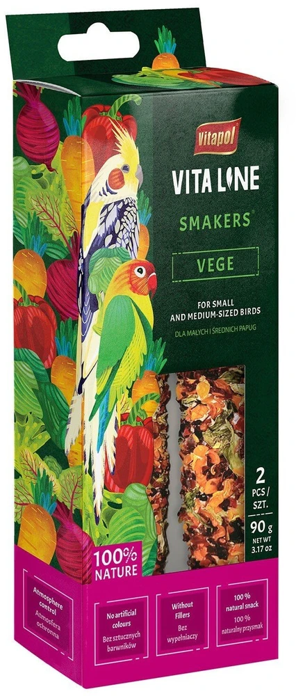 „Vitapol Smakers Vitaline Vege*“ mažoms ir vidutinio dydžio papūgoms, 5 vnt./doz.