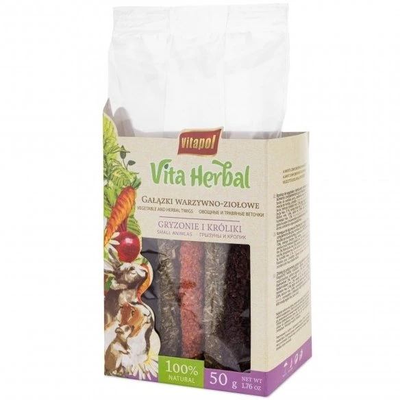 Vitapol Vita Herbal daržovių-žolelių šakelės graužikams ir triušiui 50 g, 4 vnt./disp