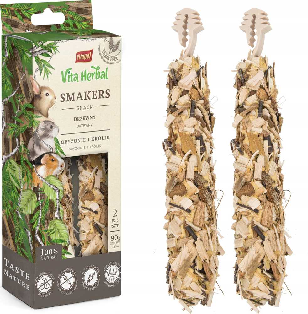 Vitapol Vita Herbal Smakers mediena graužikams ir triušiams 90 g, 5 vnt