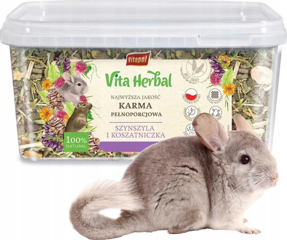 Vitapol Vita Herbal visavertis maistas šinšiloms ir degučiams, kibiras, 900g
