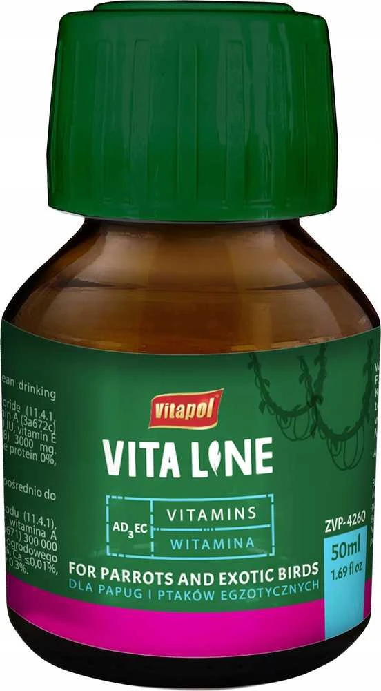 Vitapol Vitaline AD3EC egzotiniams paukščiams 50ml