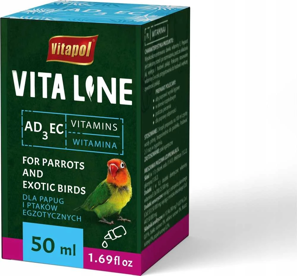 Vitapol Vitaline AD3EC egzotiniams paukščiams 50ml