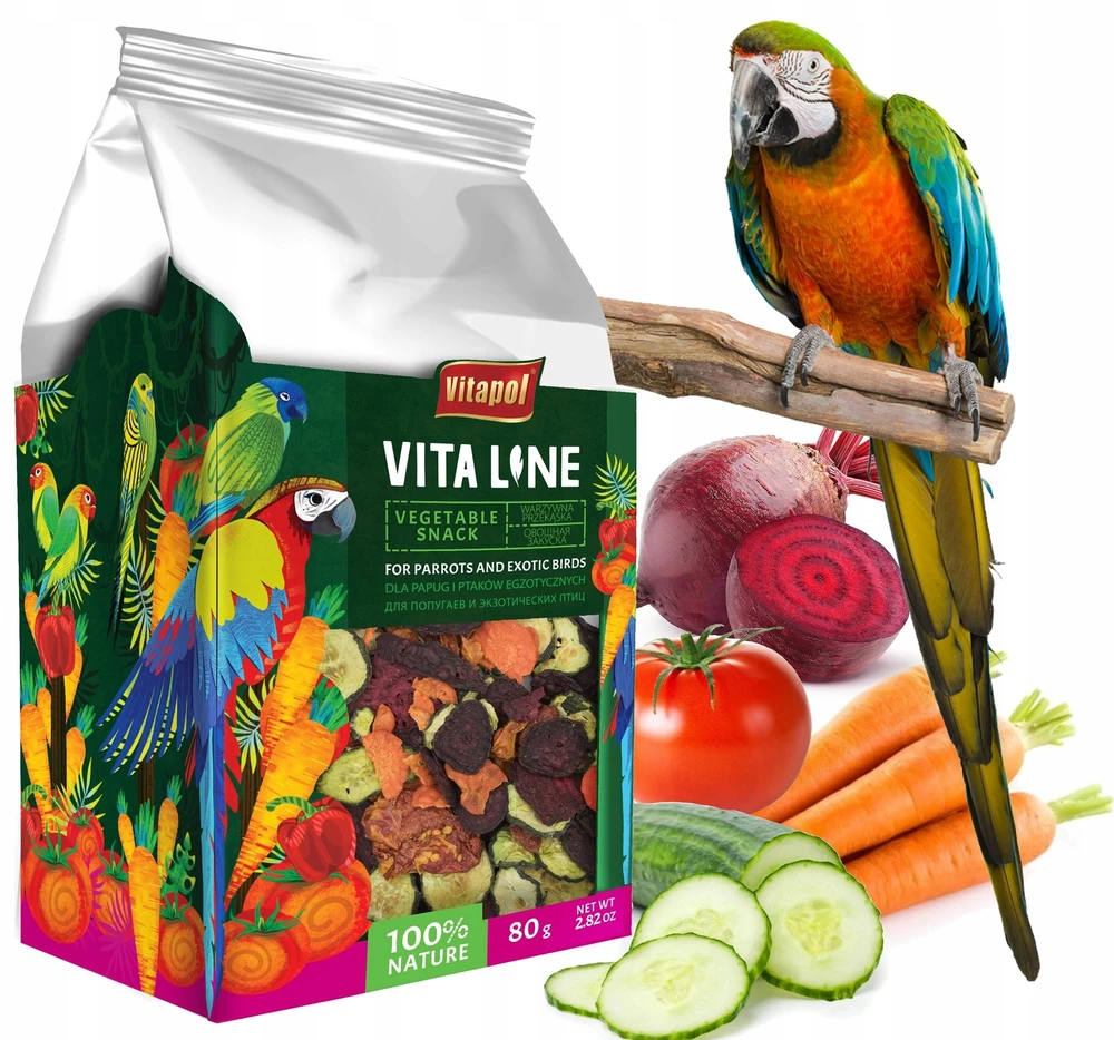Vitapol Vitaline Daržovių užkandis papūgoms ir egzotiniams paukščiams 80g, 4vnt/display