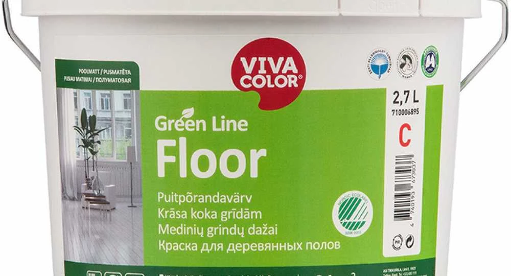 Grindų dažai VIVACOLOR Žalias LINE FLOOR, pusiau matiniai, 2,7 l
