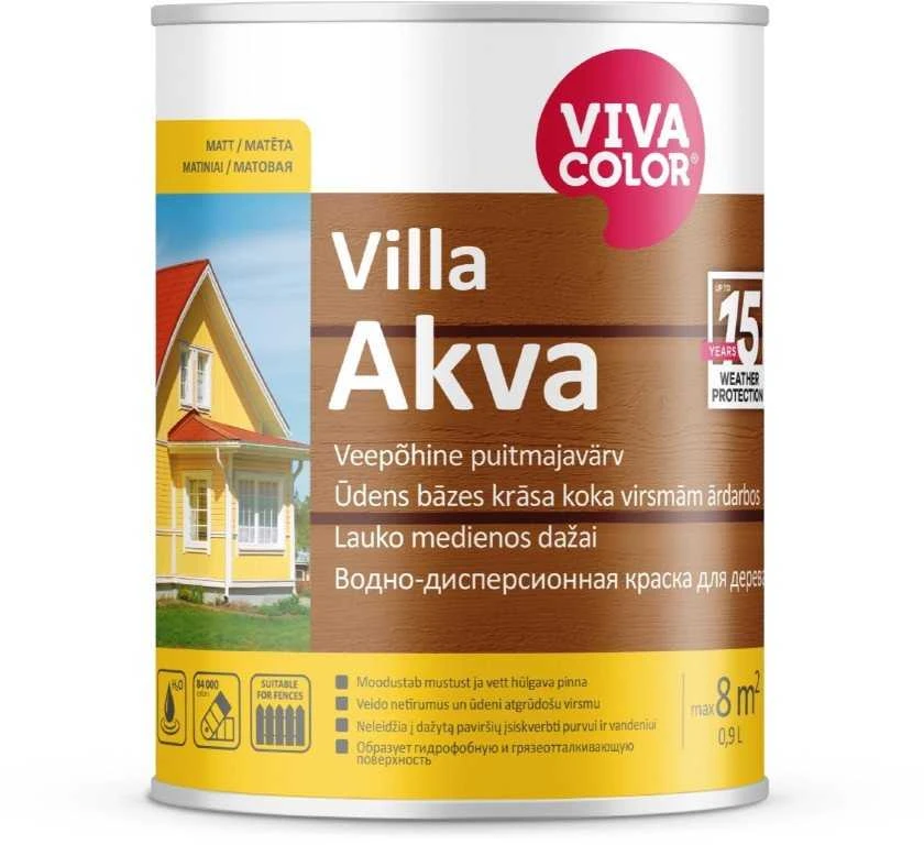 Medinių fasadų dažai VIVACOLOR VILLA AKVA, C bazė, 0,9 l