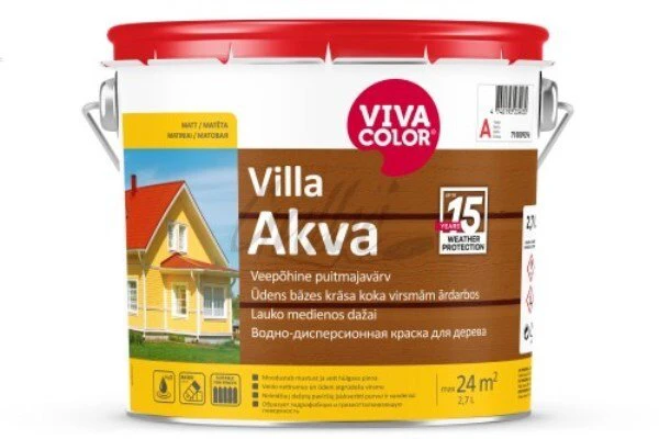 Medinių fasadų dažai VIVACOLOR VILLA AKVA, geltonos 502X sp., 2,7 l