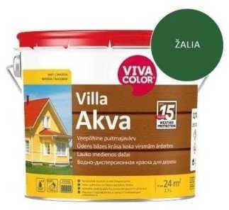 Medinių fasadų dažai VIVACOLOR VILLA AKVA, žalios 335X sp., 2,7 l