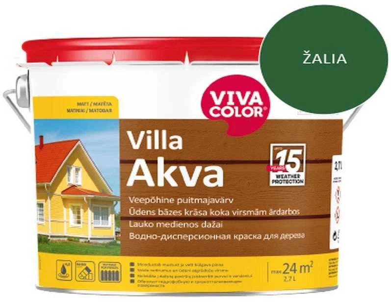 Medinių fasadų dažai VIVACOLOR VILLA AKVA, žalios 335X sp., 2,7 l