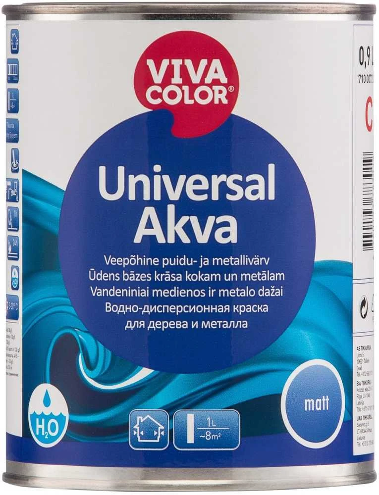 Metalo ir medienos dažai VIVACOLOR UNIVERSAL AKVA, matiniai, 0,9 l