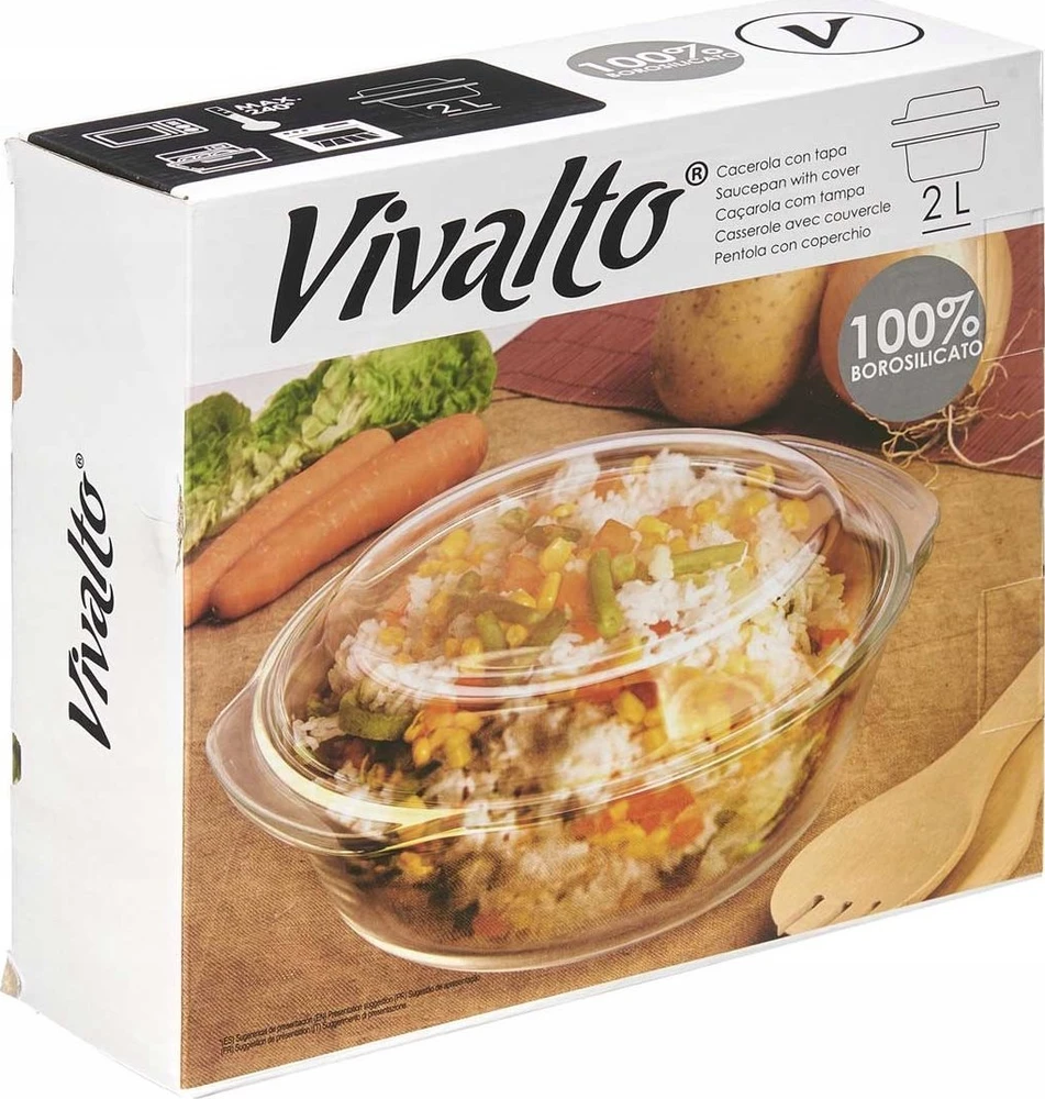Vivalto Apvalus orkaitės indas su dangteliu, 2 l