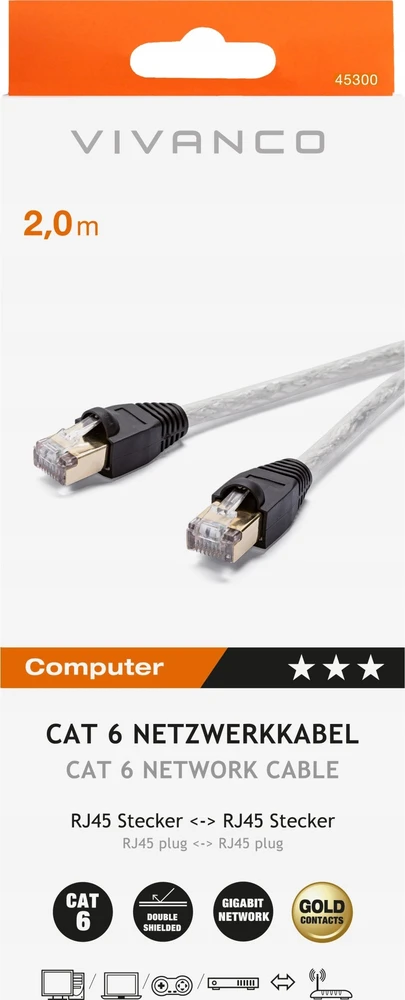 Vivanco kabelis CAT 6e eterneto kabelis 2m (45300)