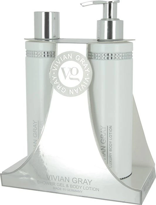 Crystals Set Vivian Gray: Baltas Crystals Softening Dušo želė For All Skin Types, 250 ml + Baltas Crystals Hydrating Losjonas kūnui, 250 ml