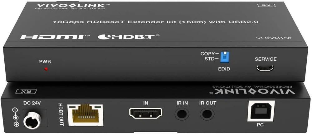 „VivoLink“ 18 Gbps HDBaseT KVM rinkinio perjungiklis (150 m)