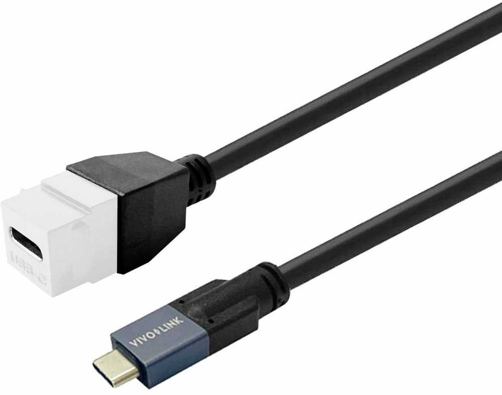 Kabelis USB VivoLink Keystone USB-C M/F 2m Baltas (PROKEYUSBCFM2W)