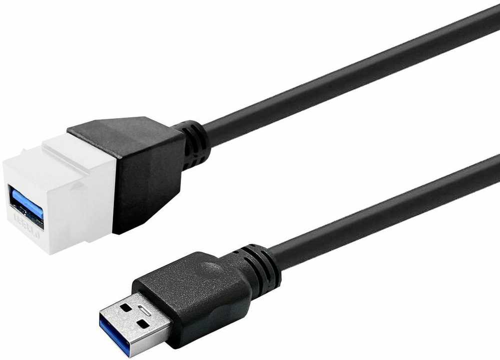 Kabelis USB VivoLink Keystone USB3.0 A-F/A-M Baltas (PROKEYUSB3AFM1W)