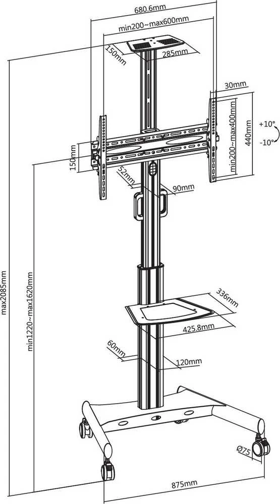 Laikiklis VivoLink Mobile stand upto VESA