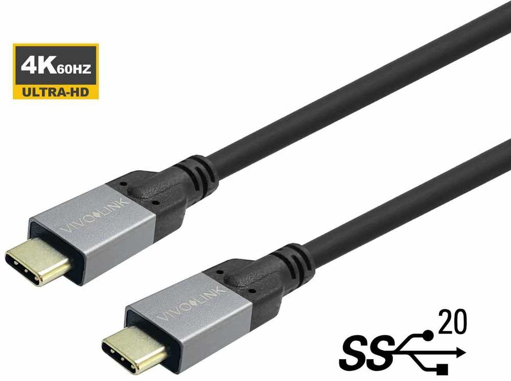 Kabelis USB VivoLink PROUSBCMM8 USB-C to USB-C 10 Gbps 60W 8m Juodas