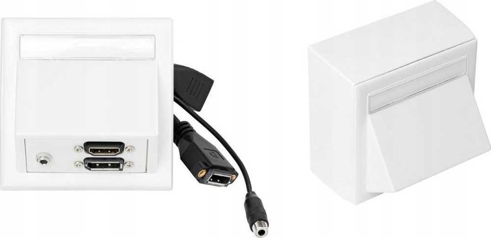 „VivoLink WI221292“ maitinimo lizdas, HDMI + DisplayPort + 3,5 mm, baltas