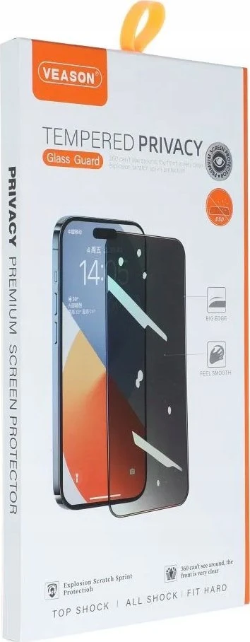6D Pro Veason Privacy Glass - for Iphone 14 Pro juodas