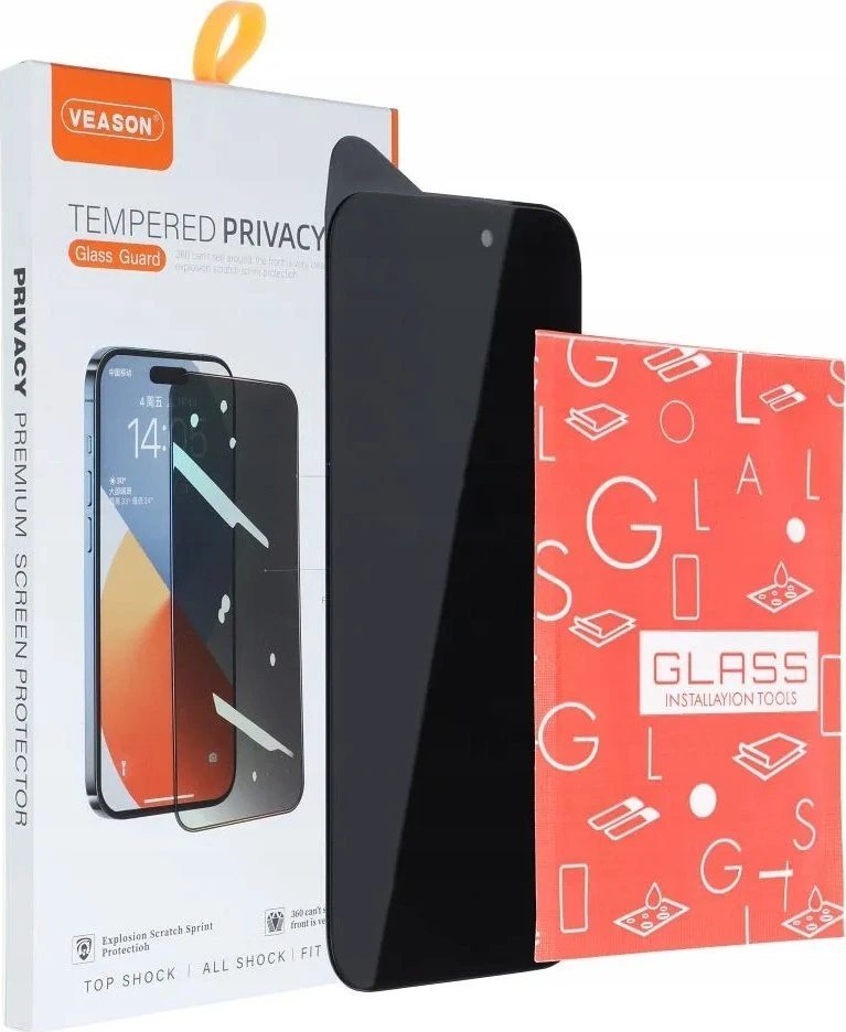6D Pro Veason Privacy Glass - for Iphone 14 Pro juodas