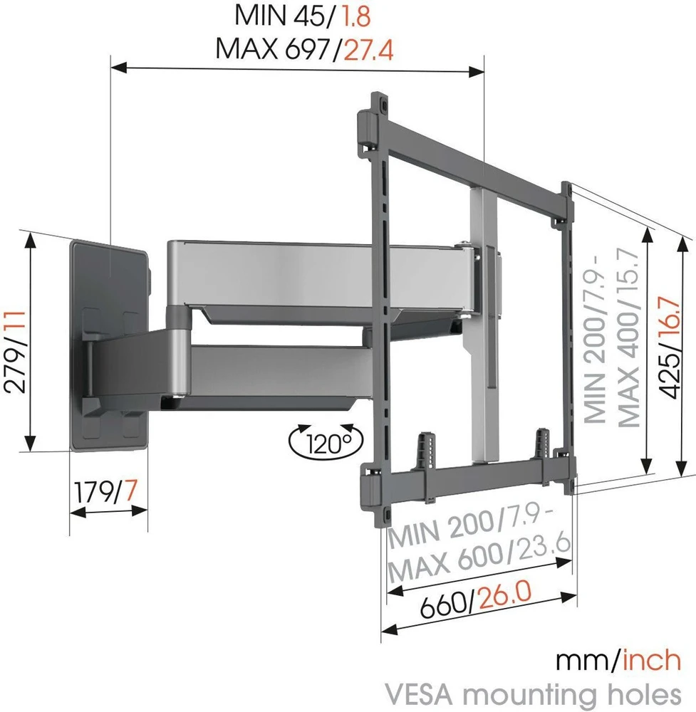 Laikiklis Vogels Vogel's Elite Full-Motion 55 - 100" maksimalais svars 75 kg melna