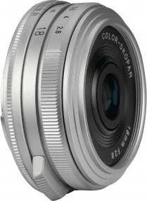 „Voigtlander“ spalvotas „Skopar“ 18 mm f/2.8 objektyvas, skirtas „Fujifilm X“ – sidabrinis