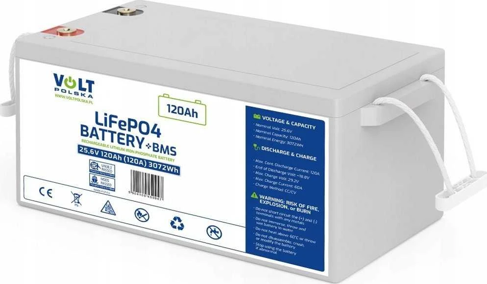 AKUMULIATORIUS VOLTAS POLSKA LIČIO-GELEŽIES-FOSFATAS LiFePO4 24V 120Ah 120A