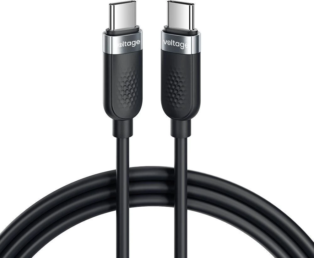 Kabelis USB-C / USB-C Voltage Silicone 100W PD 100cm juoda