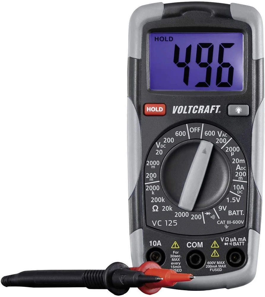 Voltcraft Matavimo rinkinys 1214405, skaitmeninis multimetras + įtampos testeris CAT III 600 V 1214405