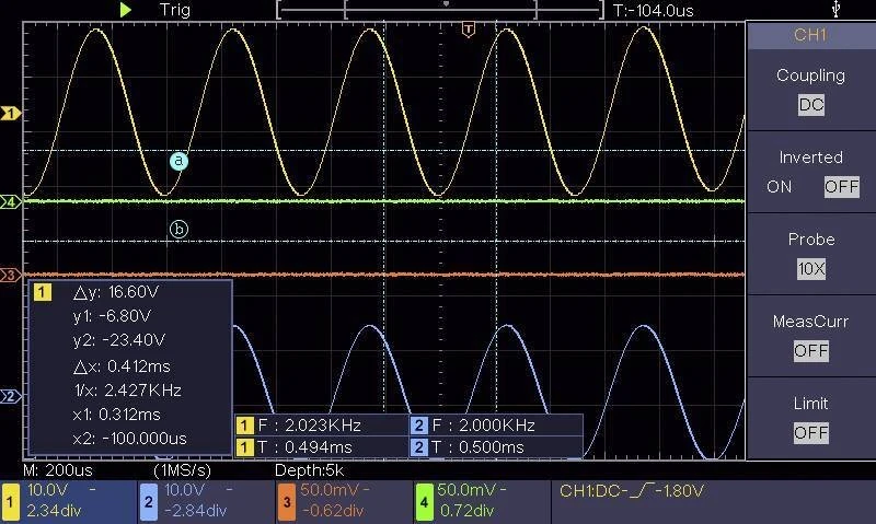 Voltcraft skaitmeninis osciloskopas DSO-2104 100 MHz 1 GSa/s 8 bitų 2307979