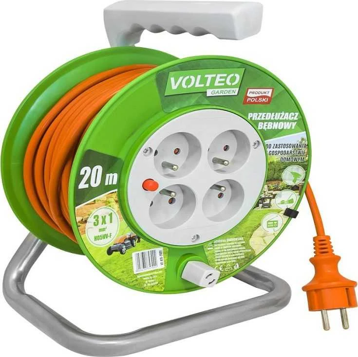 Volteo PRZEDŁUŻACZ OGRODOWY NA BĘBNIE 10M PRZEWÓD H05VV-F 3*1MM