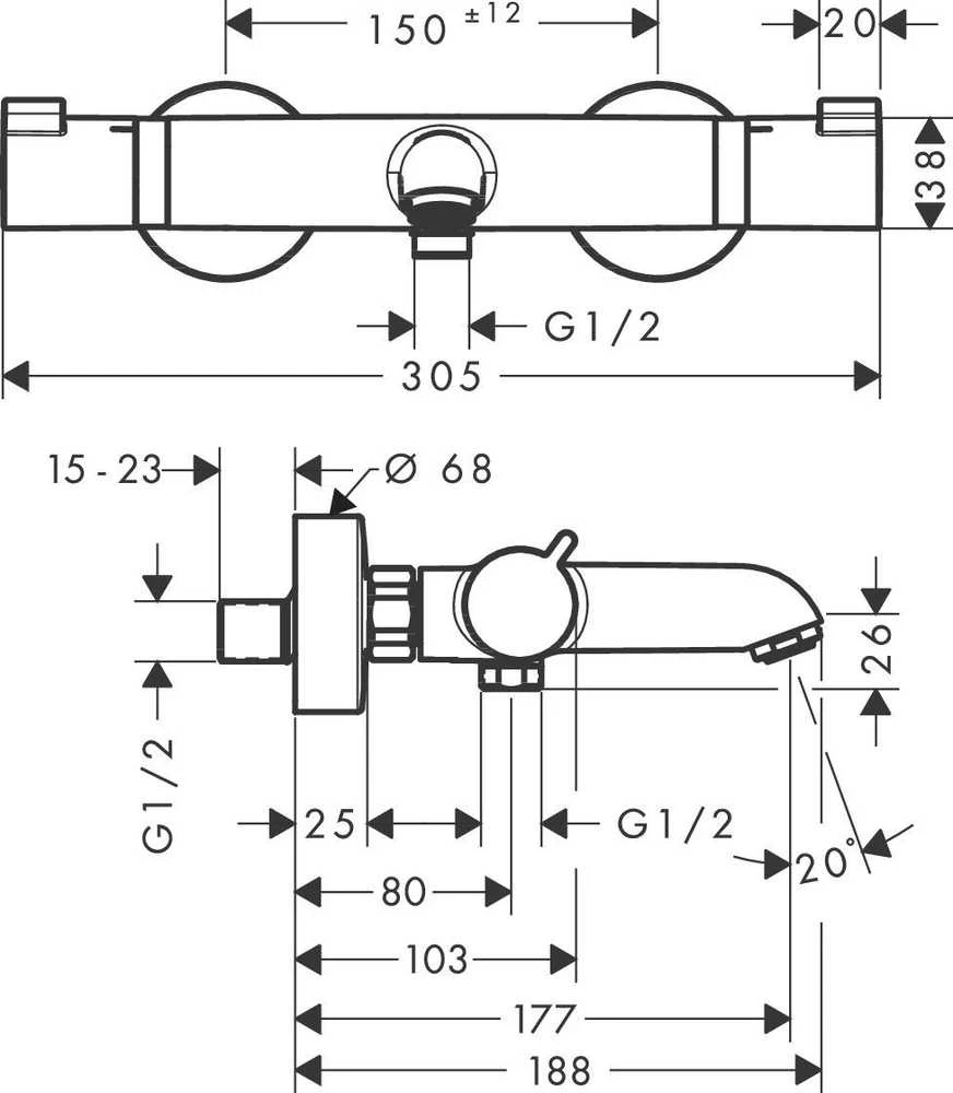 Termostatinis vonios maišytuvas Hansgrohe Ecostat 13114670