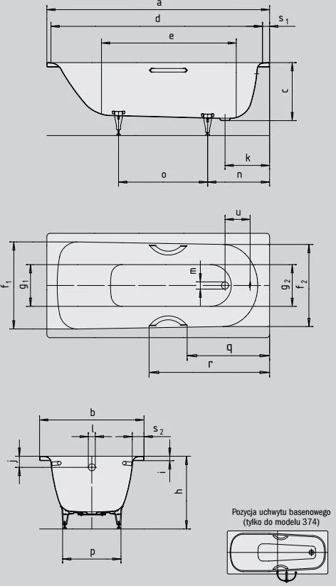 Kaldewei Vonia SANIFORM PLUS 363-1 1700X700 balta