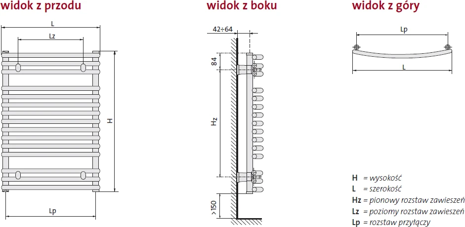 Rankšluosčių džiovintuvas Purmo Santorini C, 596-1134 mm baltas
