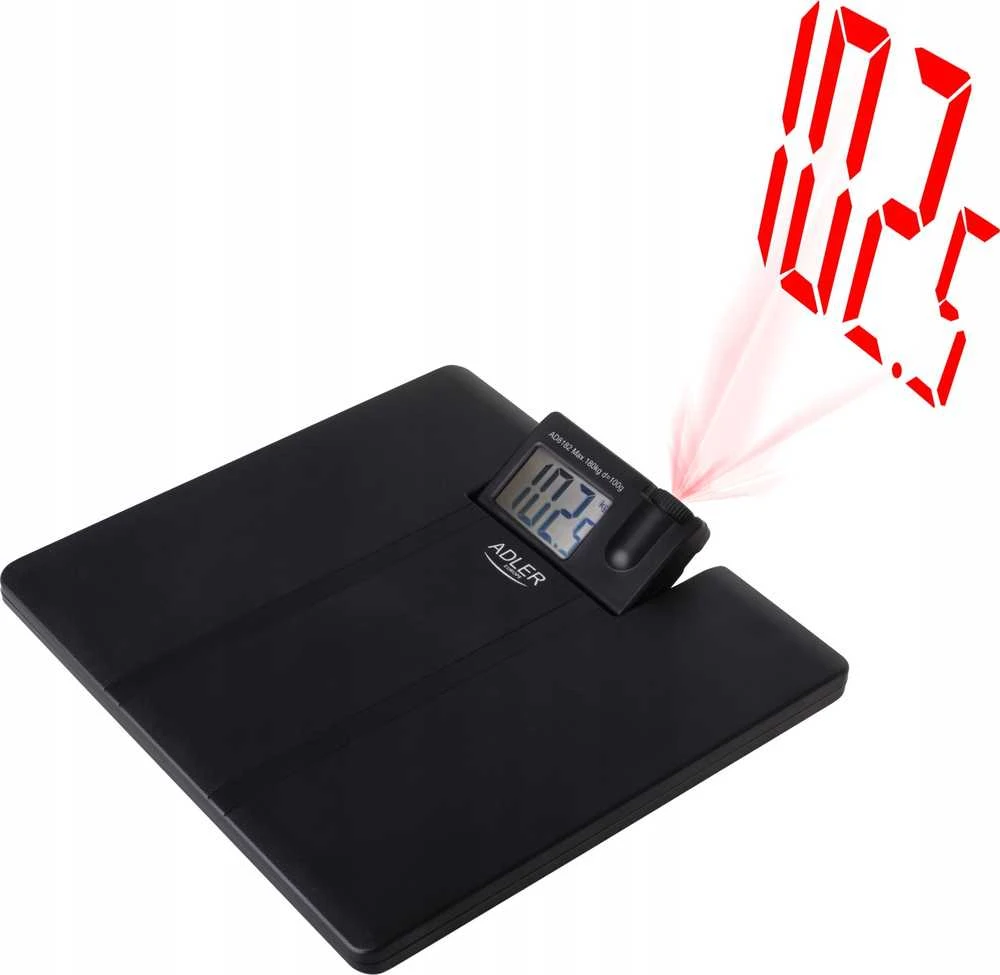 Virtuvinės svarstyklės Adler | Vonios svarstyklės su Projektorius | AD 8182 | Didžiausias svoris (keliamoji galia) 180 kg | Tikslumas 100 g | Juodas