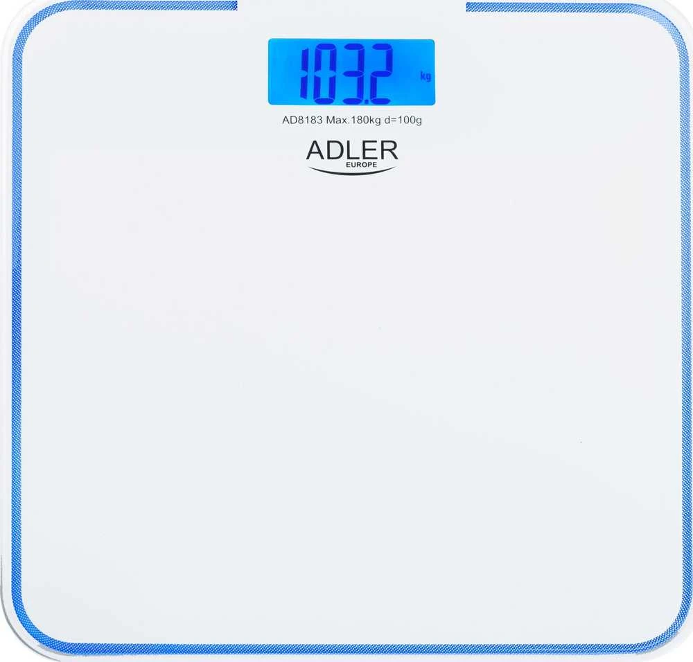 Virtuvinės svarstyklės Adler | Vonios svarstyklės | AD 8183 | Didžiausias svoris (keliamoji galia) 180 kg | Tikslumas 100 g | Baltas