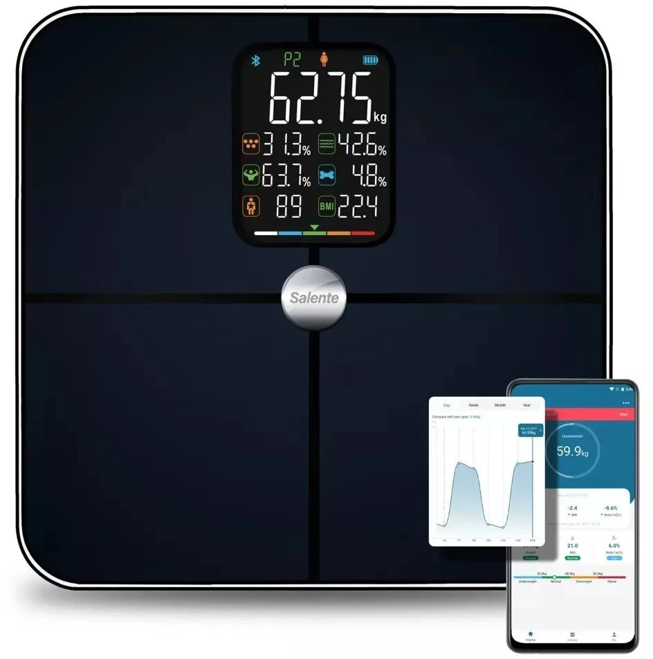 Vonios svarstyklės Evolveo Salente BodyFit inteligentna osobista diagnostyczna waga fitness Bluetooth juoda
