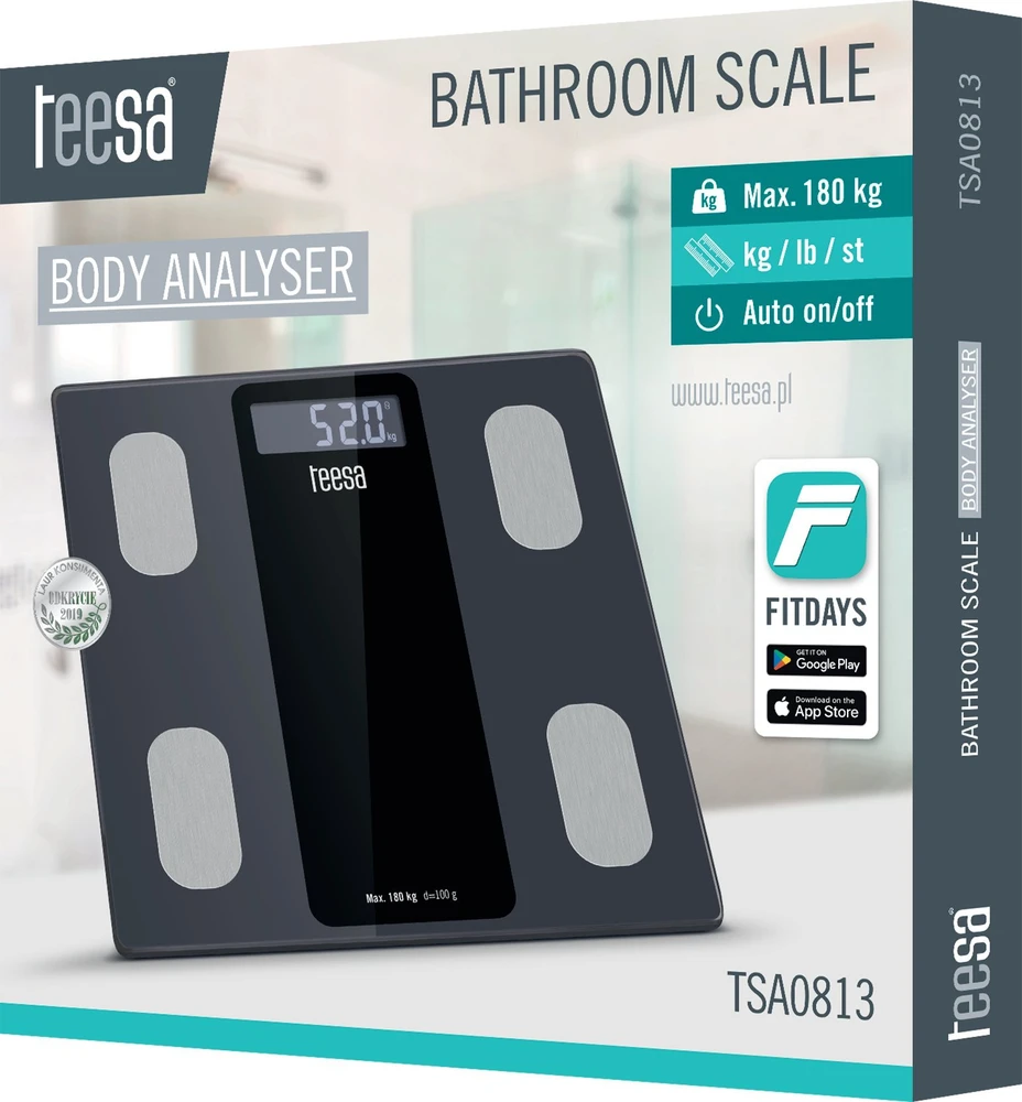 Virtuvinės svarstyklės Teesa Vonios svarstyklės su kūno sudėties analize Body Analyzer