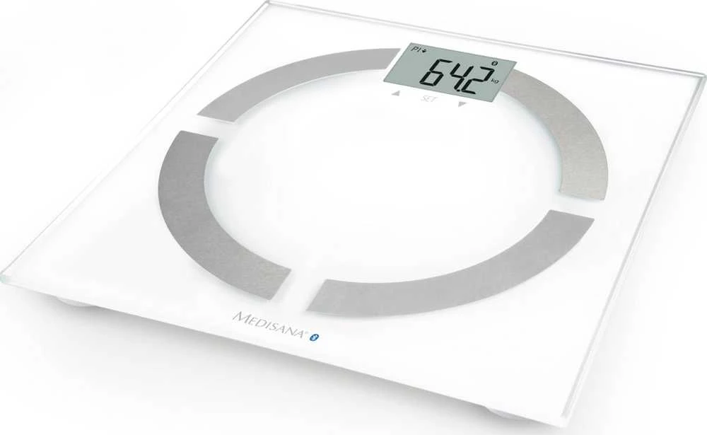 Medisana BS 444 kūno analizės svarstyklės, nerūdijančio plieno, Bluetooth | Medisana | BS 444 | Automatinis išjungimas | Kūno riebalų analizė | Kūno masės indekso (KMI) matavimas | Kūno vandens procentas | Kaulų masės analizė | Maksimalus svoris (keliamoji galia) 180 kg | Atminties funkcija | Keli vartotojai | Kūno skalė
