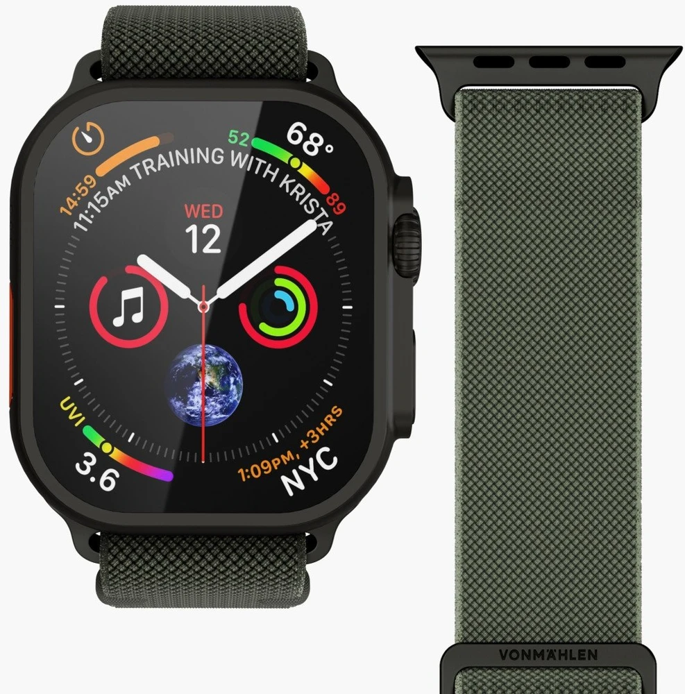 Vonmählen Classic Nylon Loop 44, 45, 46, 49mm One Size, Olive Juodas