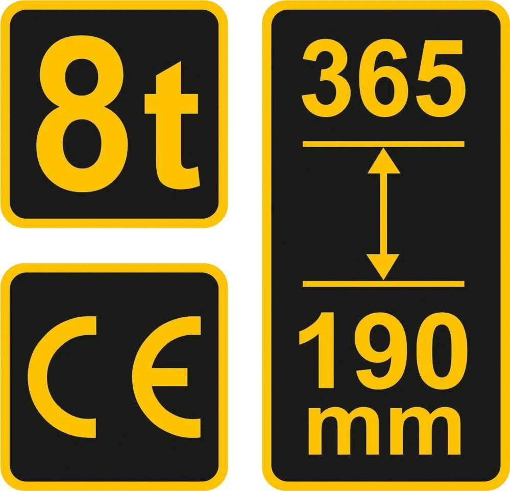VOREL DŹWIGNIK TŁOKOWY HYDRAULICZNY 8T 190-365mm 80042