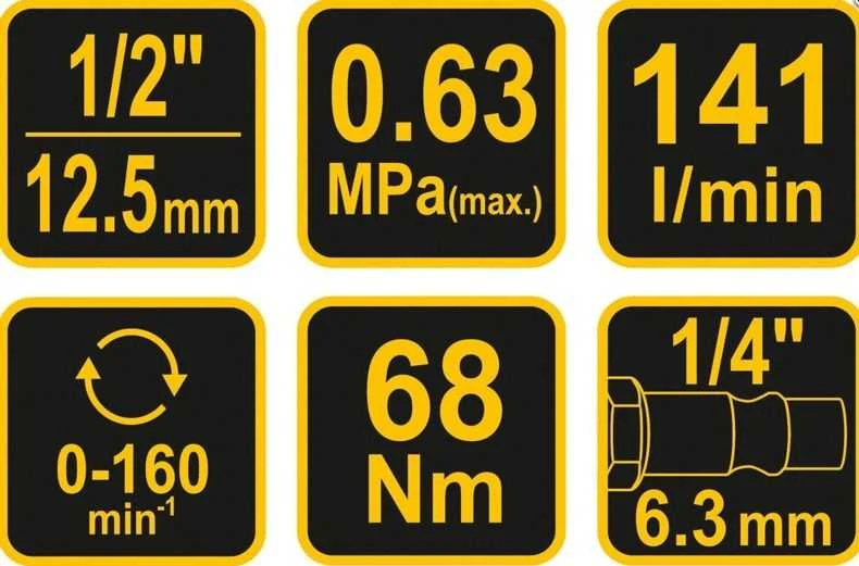 Vorel Toya Sa Poland Pneumatinė terkšlė kampinė | 1/2" | 68 Nm (81118)