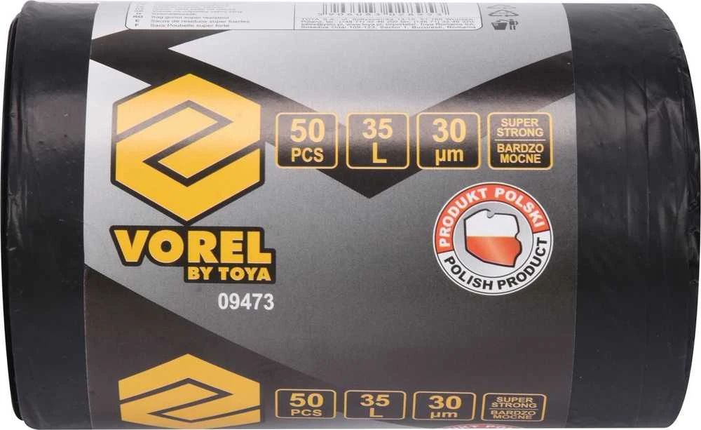 VOREL LABAI TVIRTI ŠIUKŠLIŲ MAIŠAI 35l 30µm /50vnt.
