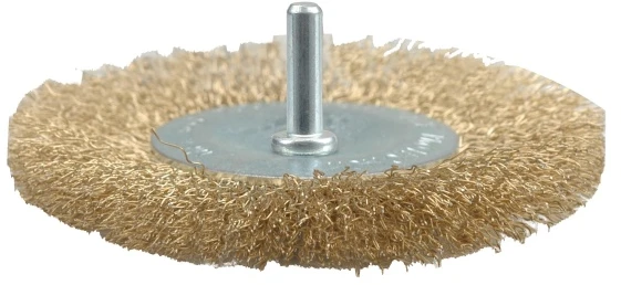 VOREL diskinis šepetys 100 mm su kotu, gofruota viela 06986