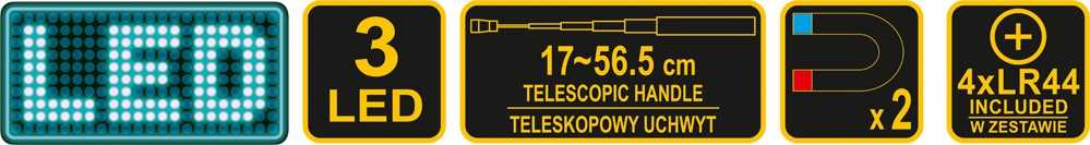 VOREL TELESKOPAS GRIEBENYS 56.5cm SU MAGNETU IR LED 78405