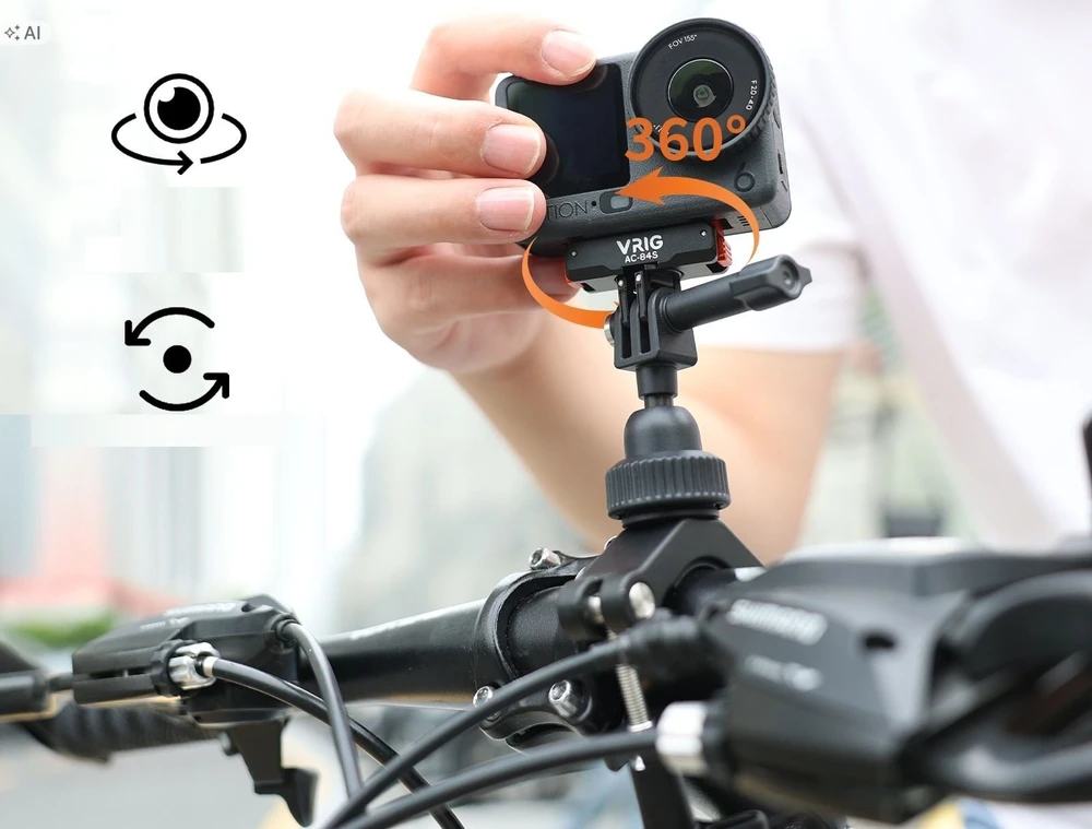 null Veiksmo kameros tvirtinimo adapteris - VRIG AC-84S, skirtas DJI Osmo Action 3, 4, 5, 6, Nano