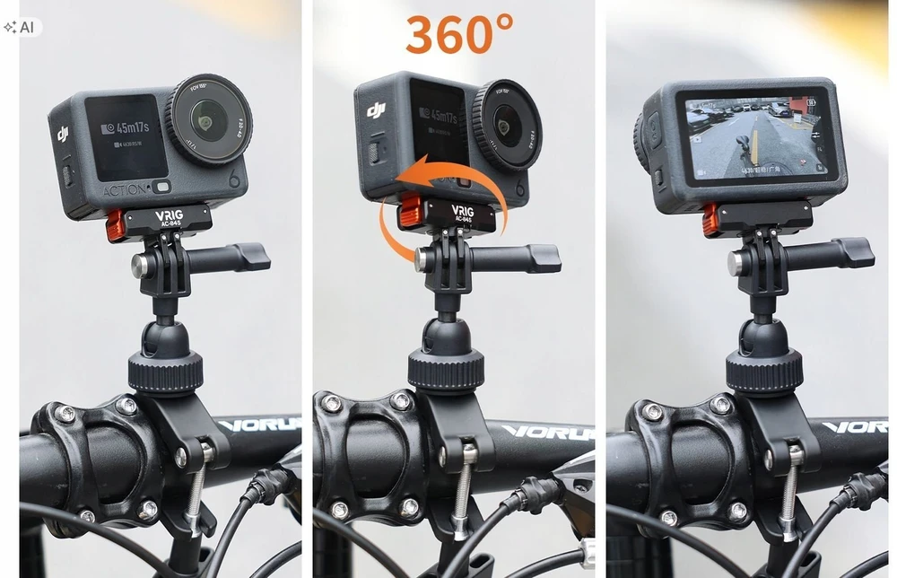 null Veiksmo kameros tvirtinimo adapteris - VRIG AC-84S, skirtas DJI Osmo Action 3, 4, 5, 6, Nano