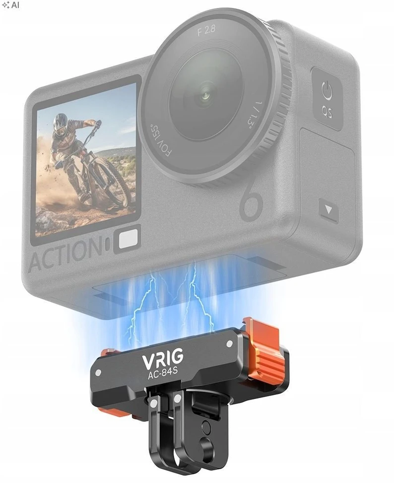 null Veiksmo kameros tvirtinimo adapteris - VRIG AC-84S, skirtas DJI Osmo Action 3, 4, 5, 6, Nano