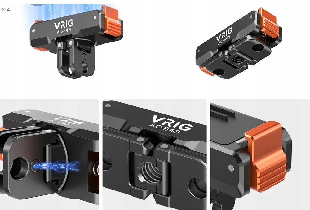 null Veiksmo kameros tvirtinimo adapteris - VRIG AC-84S, skirtas DJI Osmo Action 3, 4, 5, 6, Nano